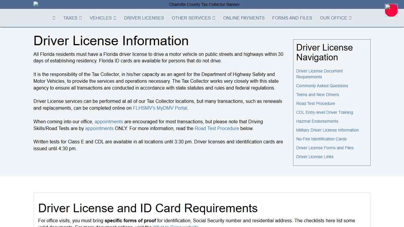 Charlotte County Tax Collector - Driver License Information